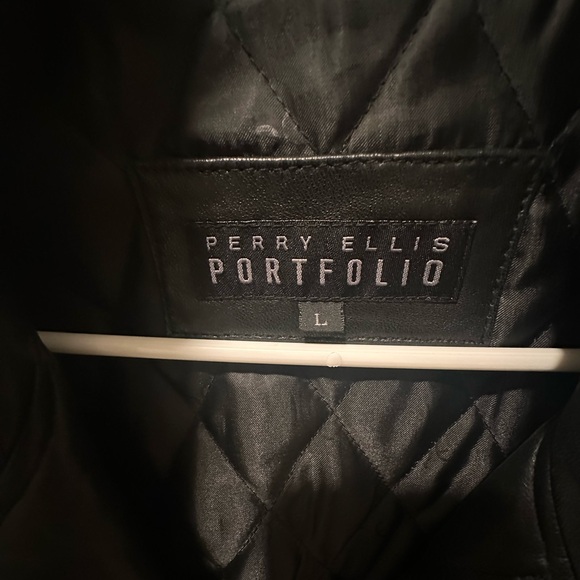 Perry Ellis Portfolio Vintage genuine leather jacket Men size L - Picture 6 of 10